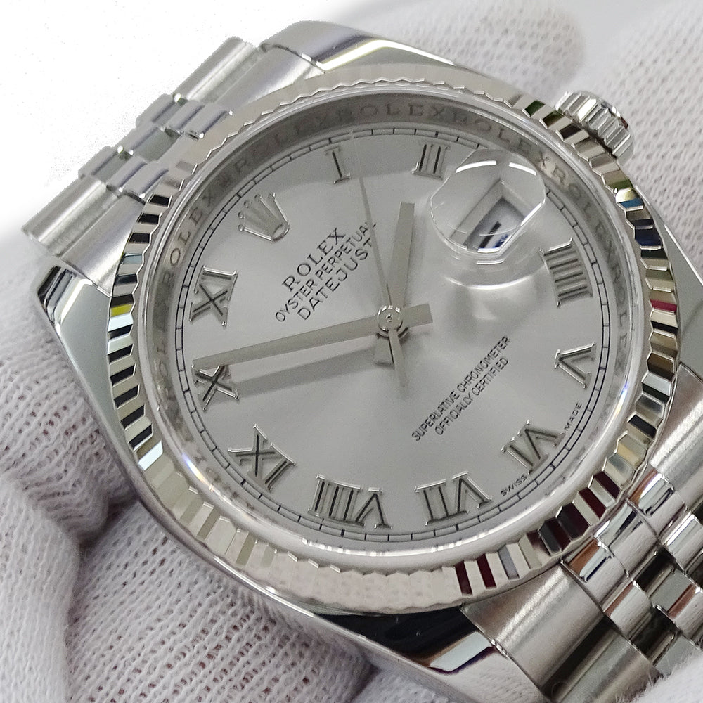 ROLEX ロレックス デイトジャスト 116234 M番 メンズ 腕時計 自動巻き AT ステンレス SS ホワイトゴールド WG ローマ 磨き済み 【中古】
