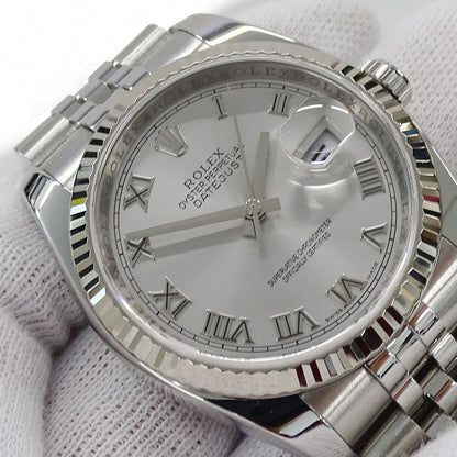 ROLEX ロレックス デイトジャスト 116234 M番 メンズ 腕時計 自動巻き AT ステンレス SS ホワイトゴールド WG ローマ 磨き済み 【中古】