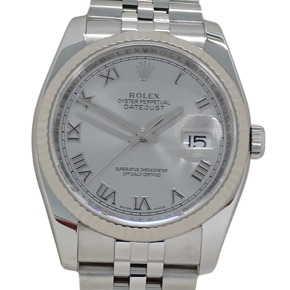 ROLEX ロレックス デイトジャスト 116234 M番 メンズ 腕時計 自動巻き AT ステンレス SS ホワイトゴールド WG ローマ 磨き済み 【中古】