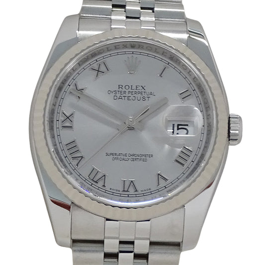 ROLEX ロレックス デイトジャスト 116234 M番 メンズ 腕時計 自動巻き AT ステンレス SS ホワイトゴールド WG ローマ 磨き済み 【中古】