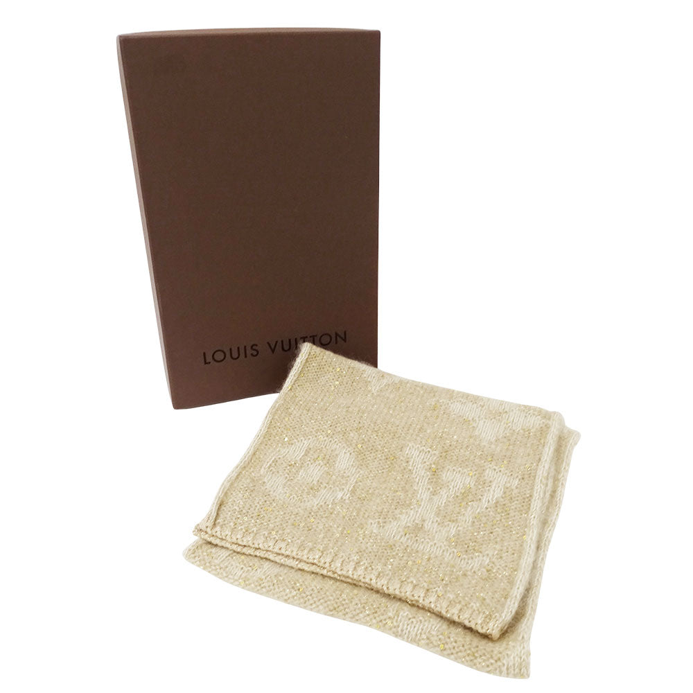 LOUIS VUITTON ルイ・ヴィトン エシャルプ・モノグラム グリッター マフラー・ストール モノグラム ベージュ M74741 レディース 【中古】