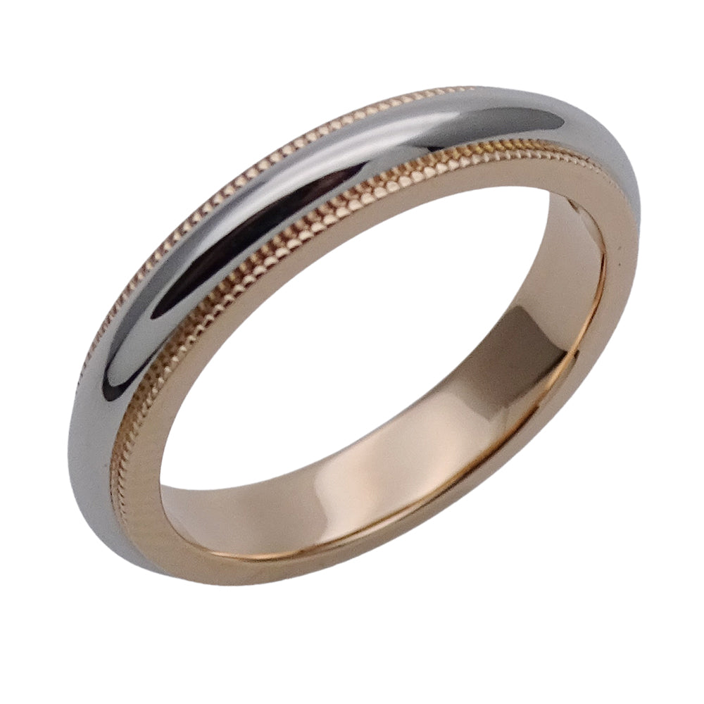 TIFFANY&Co. ティファニー トゥギャザー ミルグレイン バンド リング 指輪 PT950 プラチナ 750PG ピンクゴールド 約8号 レディース 磨き済み 【中古】