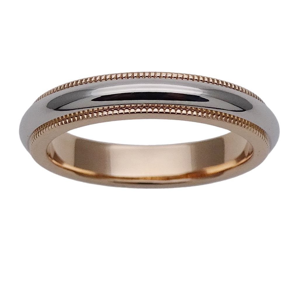 TIFFANY&Co. ティファニー トゥギャザー ミルグレイン バンド リング 指輪 PT950 プラチナ 750PG ピンクゴールド 約8号 レディース 磨き済み 【中古】