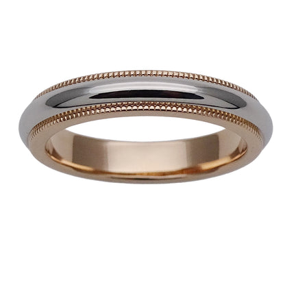 TIFFANY&Co. ティファニー トゥギャザー ミルグレイン バンド リング 指輪 PT950 プラチナ 750PG ピンクゴールド 約8号 レディース 磨き済み 【中古】