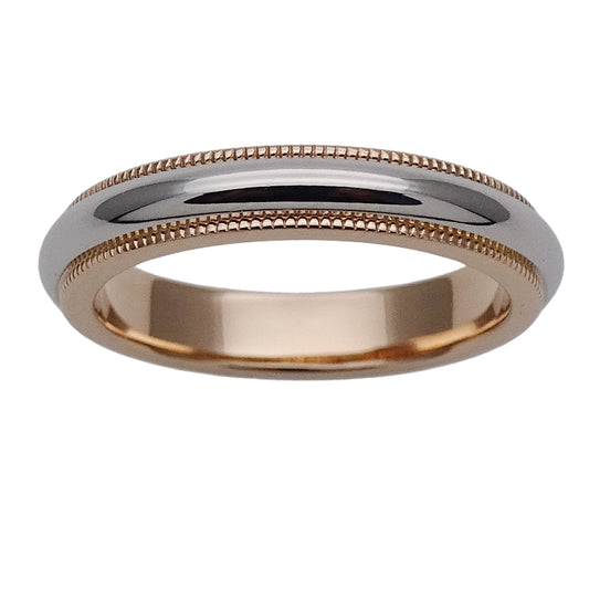 TIFFANY&Co. ティファニー トゥギャザー ミルグレイン バンド リング 指輪 PT950 プラチナ 750PG ピンクゴールド 約8号 レディース 磨き済み 【中古】