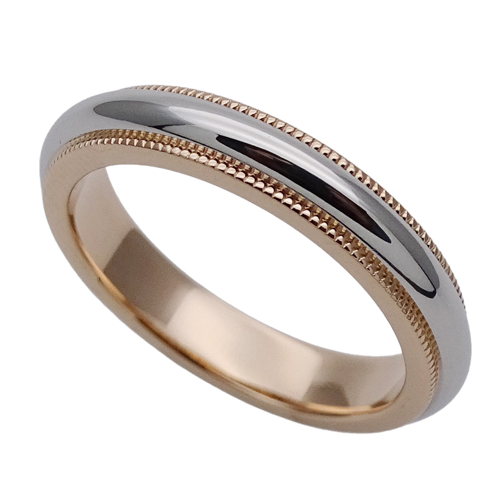 TIFFANY&Co. ティファニー トゥギャザー ミルグレイン バンド リング 指輪 PT950 プラチナ 750PG ピンクゴールド 約8号 レディース 磨き済み 【中古】