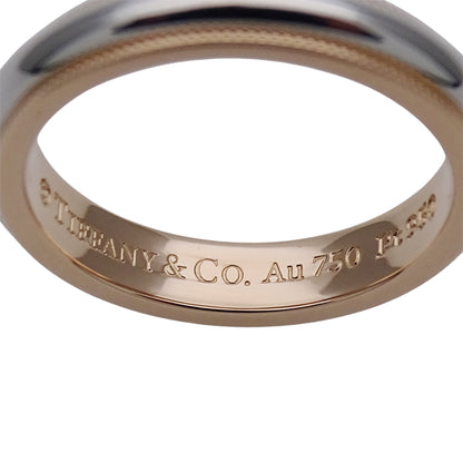 TIFFANY&Co. ティファニー トゥギャザー ミルグレイン バンド リング 指輪 PT950 プラチナ 750PG ピンクゴールド 約8号 レディース 磨き済み 【中古】