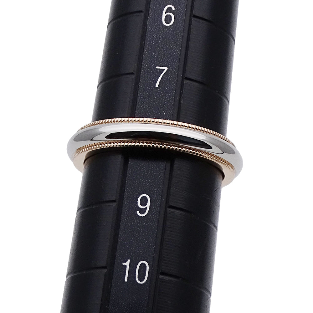 TIFFANY&Co. ティファニー トゥギャザー ミルグレイン バンド リング 指輪 PT950 プラチナ 750PG ピンクゴールド 約8号 レディース 磨き済み 【中古】