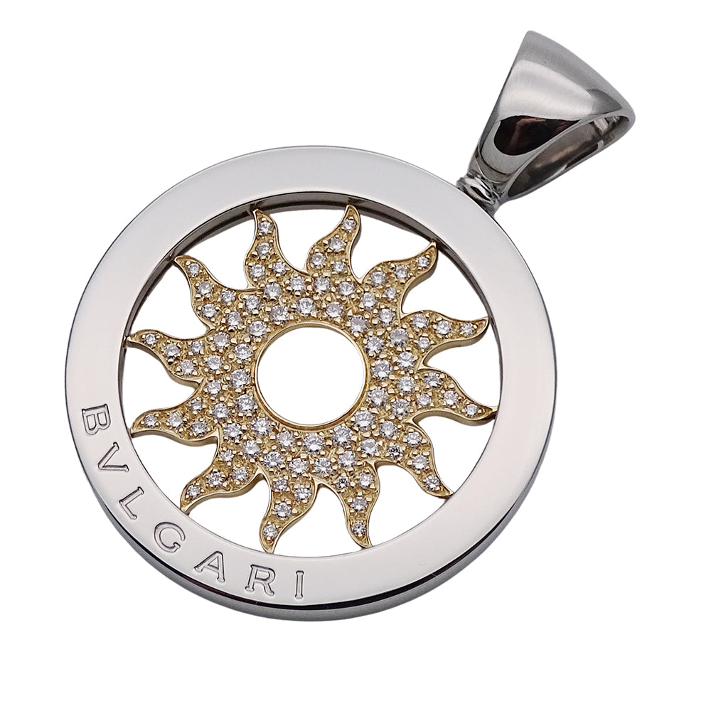 BVLGARI ブルガリ トンドサン ペンダントトップ 750YG イエローゴールド ステンレス ダイヤモンド メンズ 磨き済み 【中古】