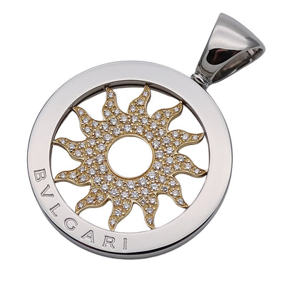 BVLGARI ブルガリ トンドサン ペンダントトップ 750YG イエローゴールド ステンレス ダイヤモンド メンズ 磨き済み 【中古】