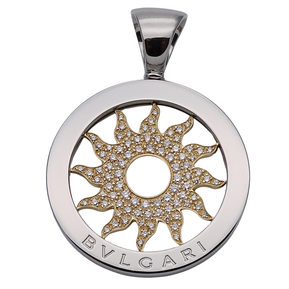 BVLGARI ブルガリ トンドサン ペンダントトップ 750YG イエローゴールド ステンレス ダイヤモンド メンズ 磨き済み 【中古】