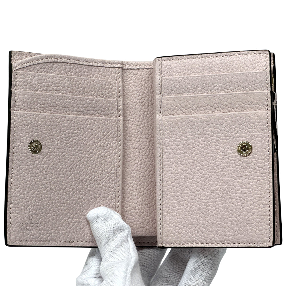 GUCCI グッチ ダブルG バイカラー スモールウォレット 二つ折り財布 GGスプリーム プチマーモント ピンク ブラウン 772738 GGスプリームキャンバス レディース 【中古】