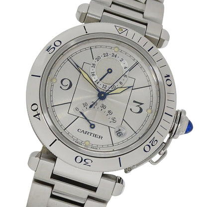 Cartier カルティエ パシャ W31037H3 メンズ 腕時計 パワーリザーブ GMT デイト 自動巻き AT ステンレス SS 磨き済み 【中古】