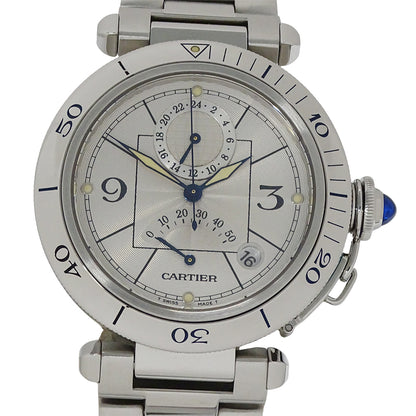 Cartier カルティエ パシャ W31037H3 メンズ 腕時計 パワーリザーブ GMT デイト 自動巻き AT ステンレス SS 磨き済み 【中古】