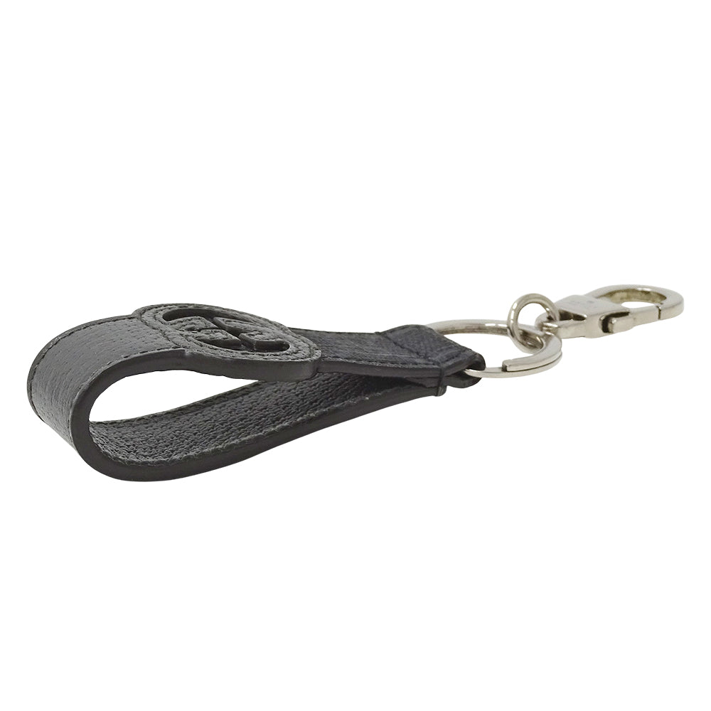 GUCCI グッチ キーリング GGスプリームキャンバス ブラック グレー メンズ 701432 【中古】