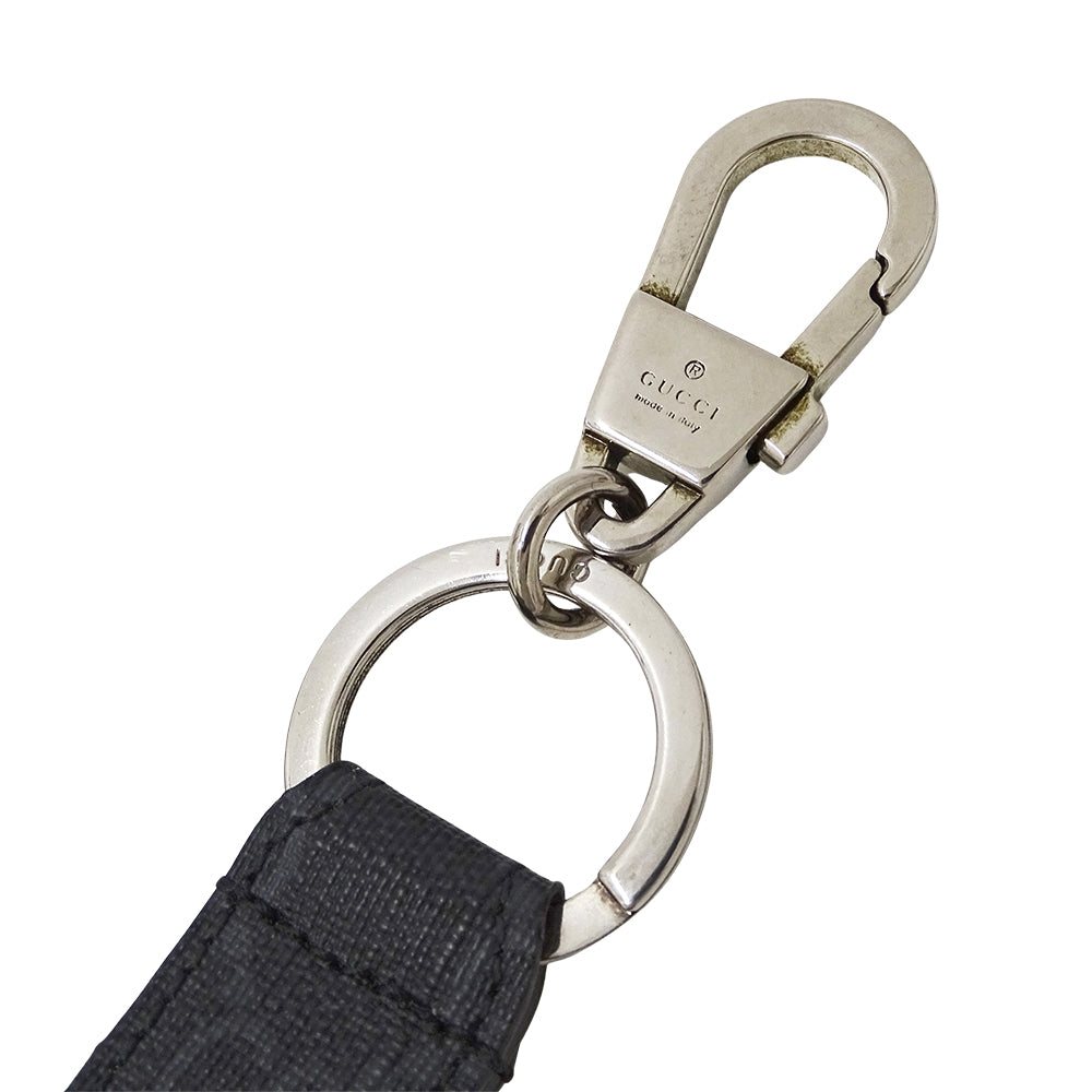 GUCCI グッチ キーリング GGスプリームキャンバス ブラック グレー メンズ 701432 【中古】