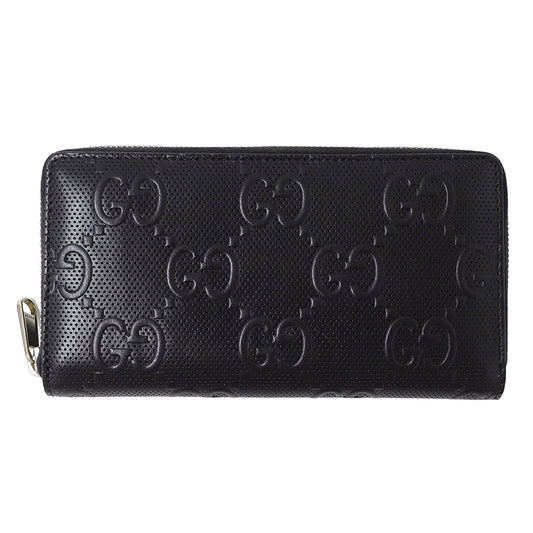 GUCCI グッチ GGエンボス ジップアラウンド ウォレット 長財布 ブラック 625558 レザー レディース メンズ 【中古】