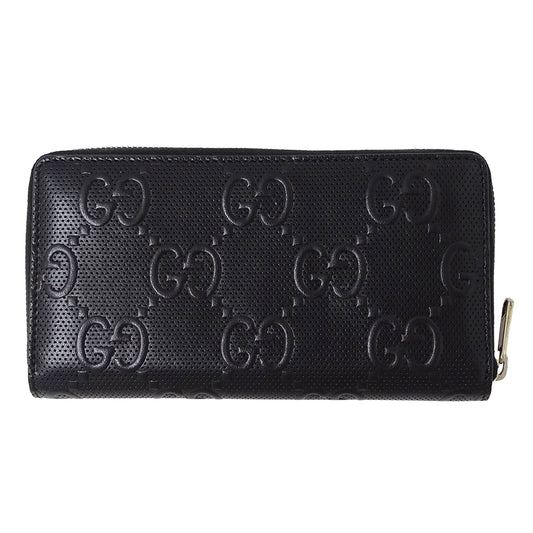 GUCCI グッチ GGエンボス ジップアラウンド ウォレット 長財布 ブラック 625558 レザー レディース メンズ 【中古】