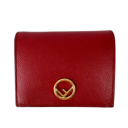 FENDI フェンディ 二つ折り財布 エフィズ レッド レザー レディース 【中古】