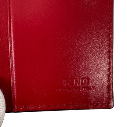 FENDI フェンディ 二つ折り財布 エフィズ レッド レザー レディース 【中古】
