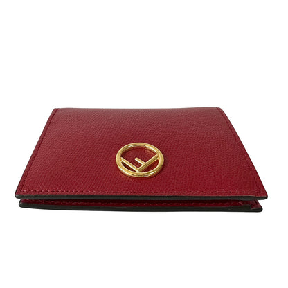 FENDI フェンディ 二つ折り財布 エフィズ レッド レザー レディース 【中古】
