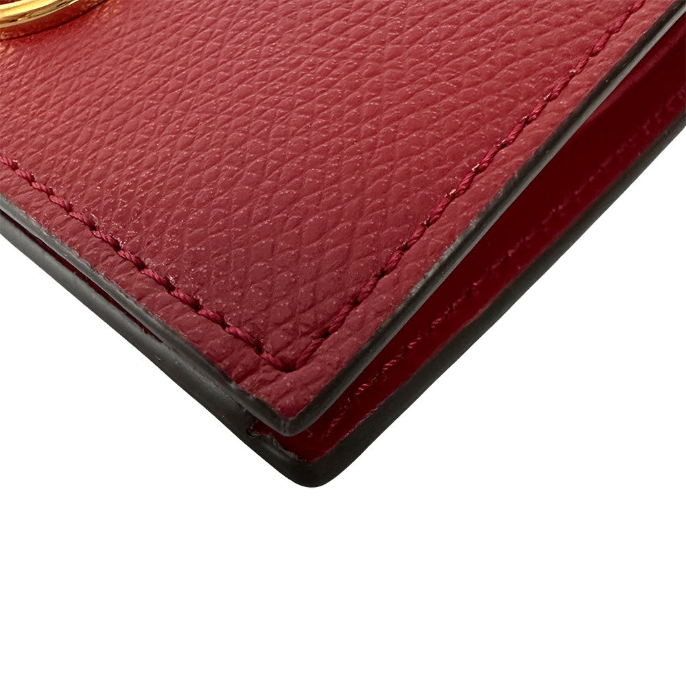 FENDI フェンディ 二つ折り財布 エフィズ レッド レザー レディース 【中古】