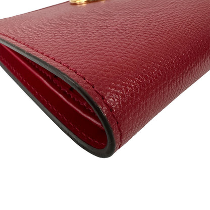 FENDI フェンディ 二つ折り財布 エフィズ レッド レザー レディース 【中古】