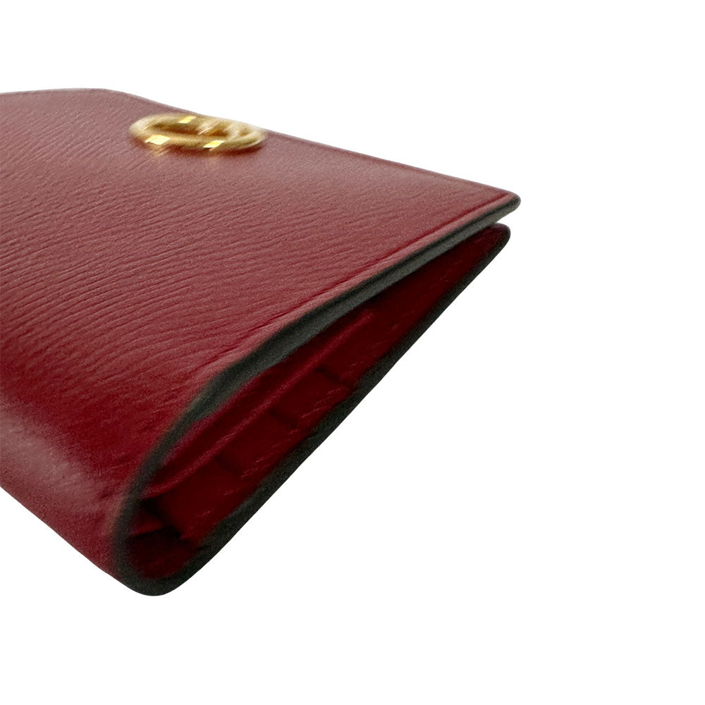 FENDI フェンディ 二つ折り財布 エフィズ レッド レザー レディース 【中古】