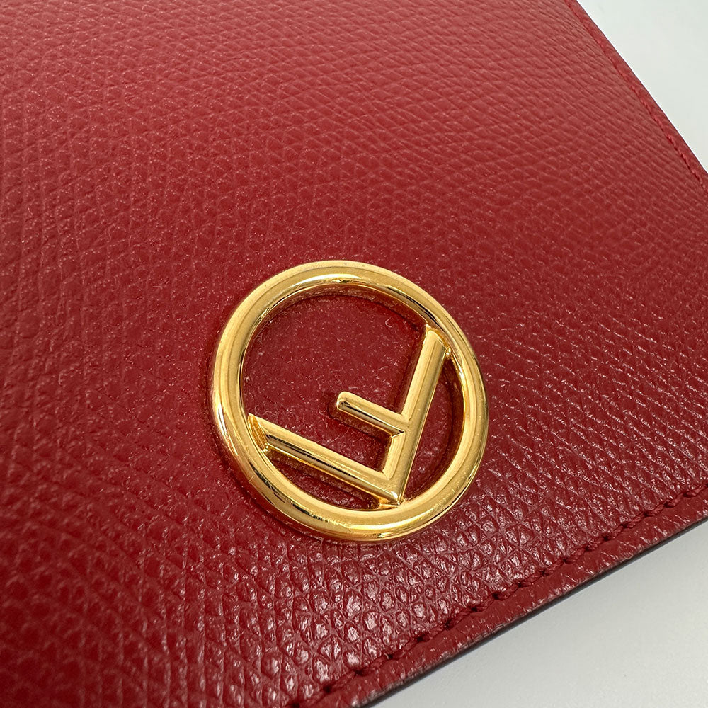 FENDI フェンディ 二つ折り財布 エフィズ レッド レザー レディース 【中古】