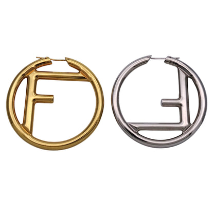 FENDI フェンディ ピアス エフイズ フープ メタル ゴールド シルバー レディース 【中古】