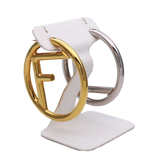 FENDI フェンディ ピアス エフイズ フープ メタル ゴールド シルバー レディース 【中古】