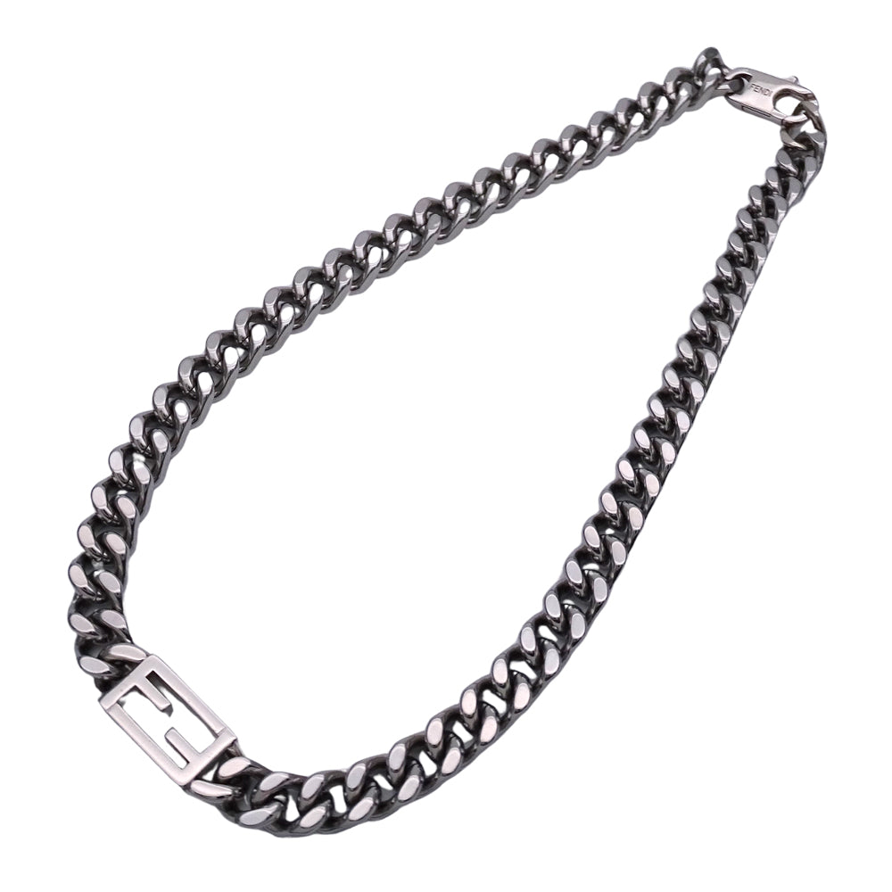 FENDI フェンディ ネックレス バゲット メタル シルバー チェーン レディース メンズ 【中古】