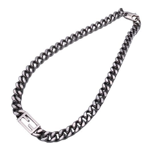 FENDI フェンディ ネックレス バゲット メタル シルバー チェーン レディース メンズ 【中古】
