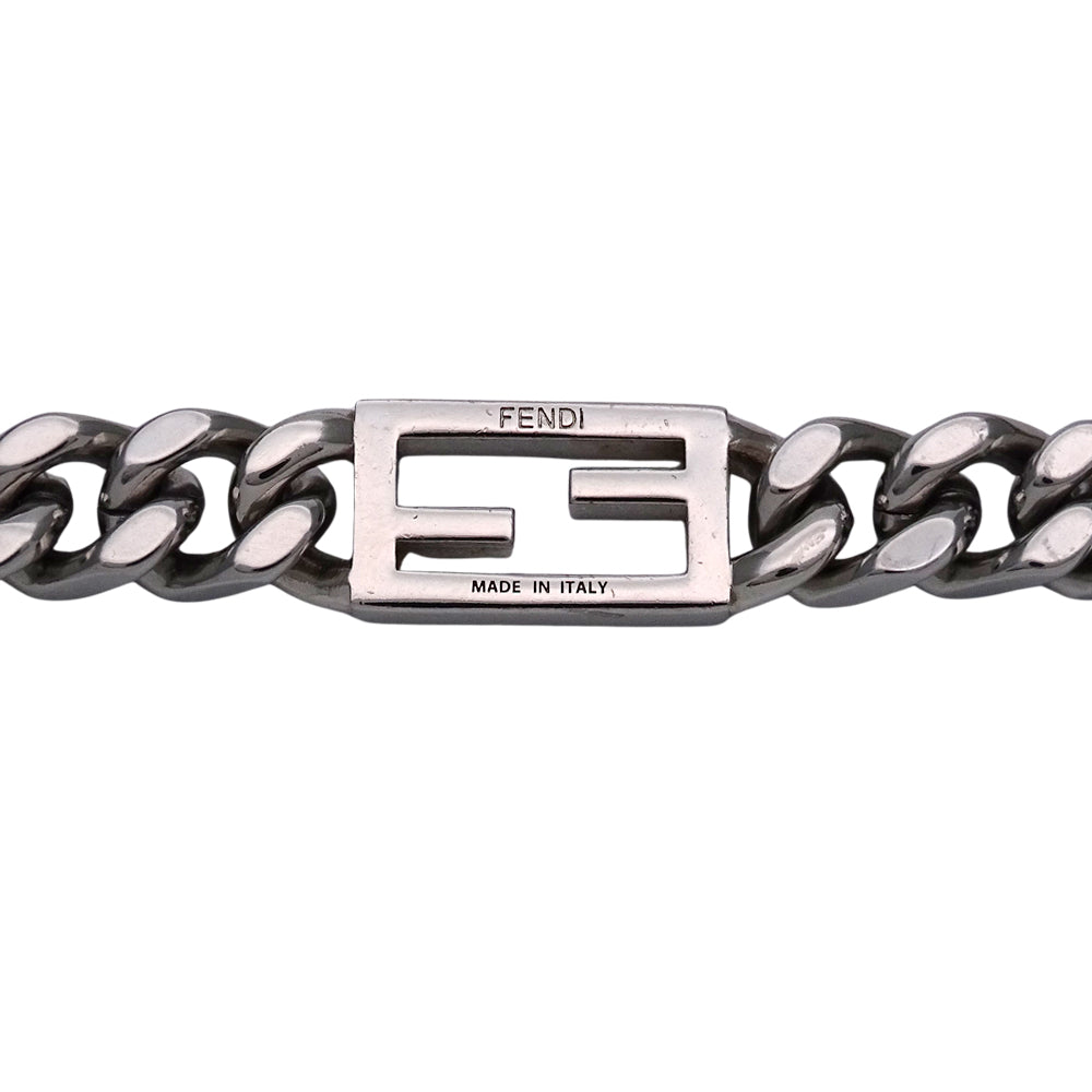 FENDI フェンディ ネックレス バゲット メタル シルバー チェーン レディース メンズ 【中古】