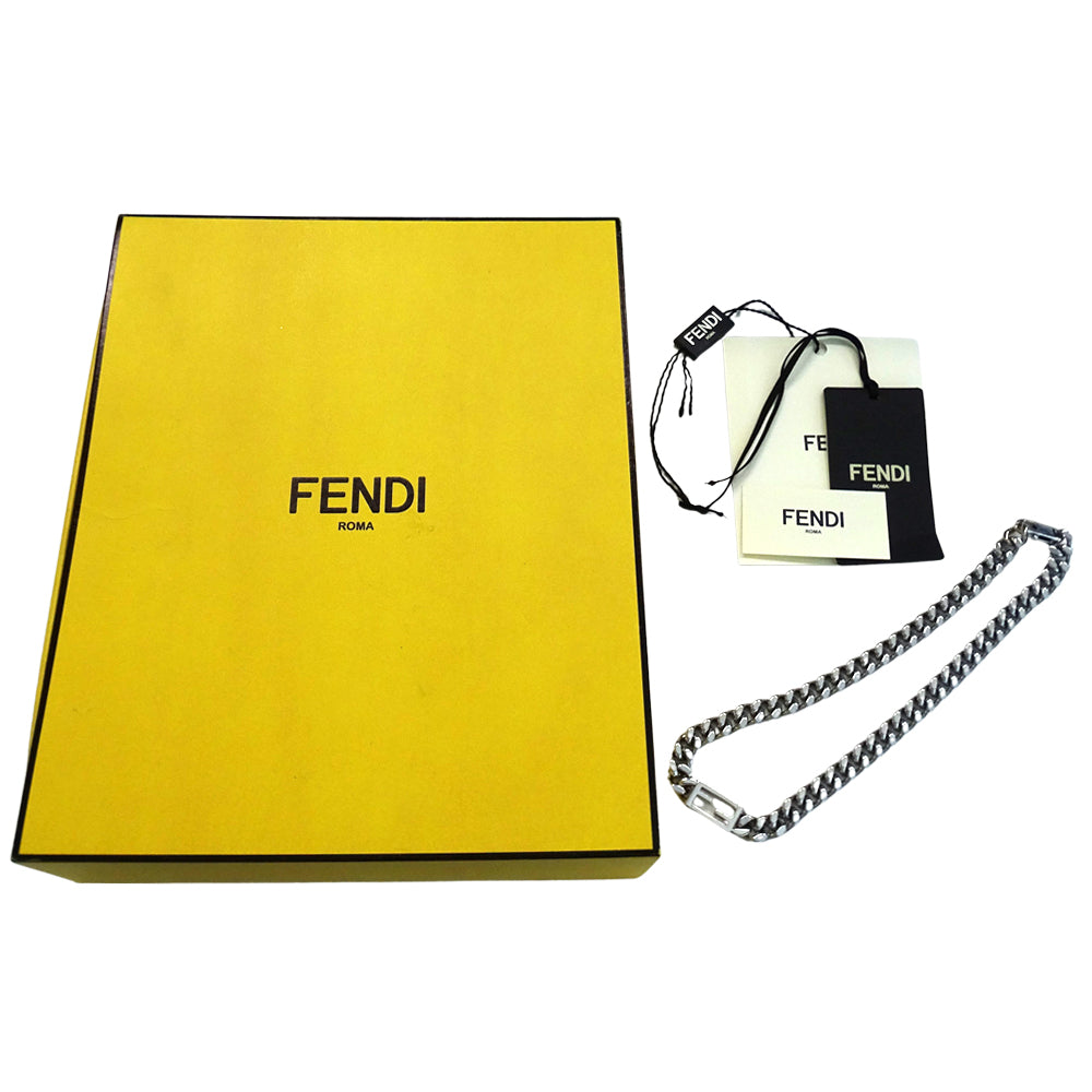 FENDI フェンディ ネックレス バゲット メタル シルバー チェーン レディース メンズ 【中古】
