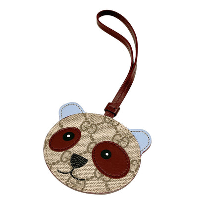GUCCI グッチ パンダシェイプ バッグチャーム チャーム GGエンブレム GGスプリームキャンバス ベージュ レッド レディース メンズ 821811 【中古】