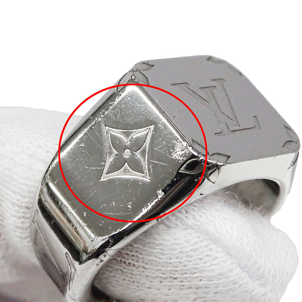 LOUIS VUITTON ルイ・ヴィトン シグネットリング モノグラム リング 指輪 モノグラム メタル シルバー Lサイズ メンズ M00625 【中古】