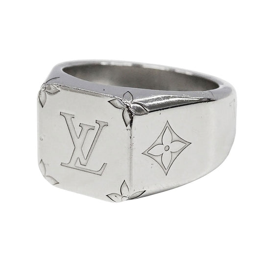 LOUIS VUITTON ルイ・ヴィトン シグネットリング モノグラム リング 指輪 モノグラム メタル シルバー Lサイズ メンズ M00625 【中古】