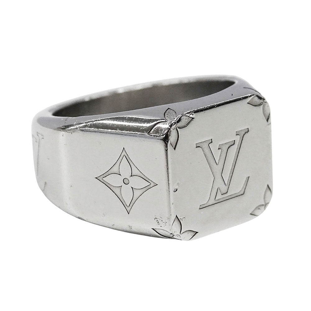 LOUIS VUITTON ルイ・ヴィトン シグネットリング モノグラム リング 指輪 モノグラム メタル シルバー Lサイズ メンズ M00625 【中古】