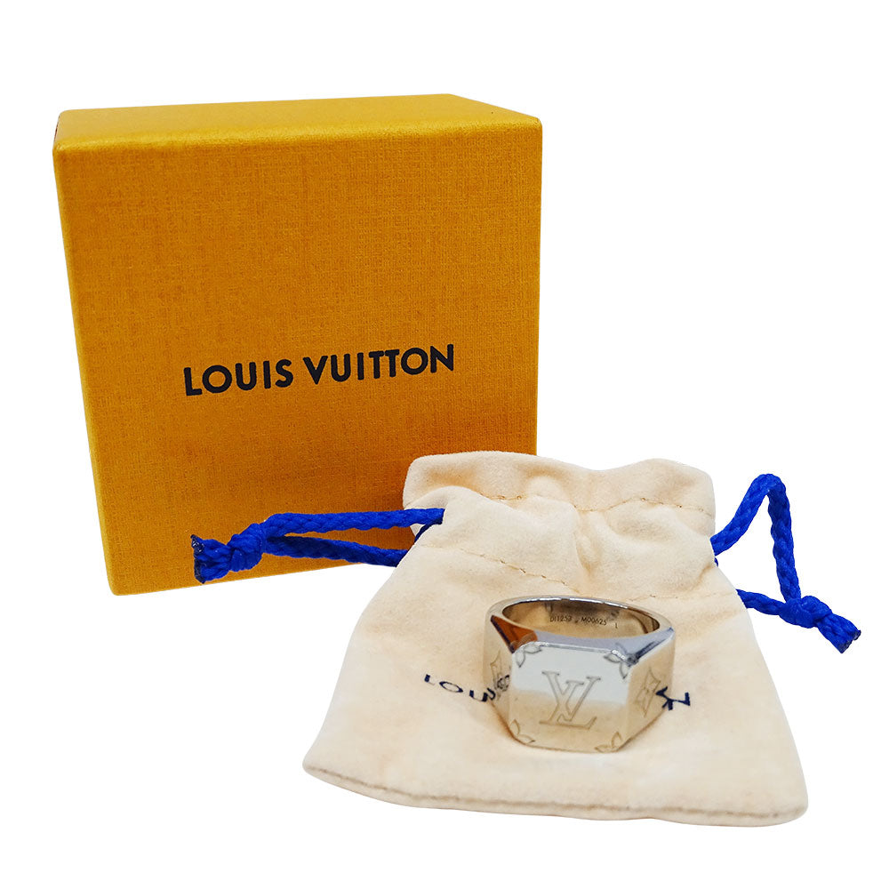 LOUIS VUITTON ルイ・ヴィトン シグネットリング モノグラム リング 指輪 モノグラム メタル シルバー Lサイズ メンズ M00625 【中古】