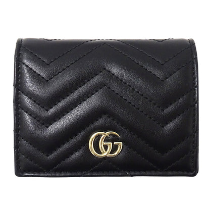 GUCCI グッチ 二つ折り財布 GGマーモント ブラック 466492 レザー レディース メンズ 【中古】