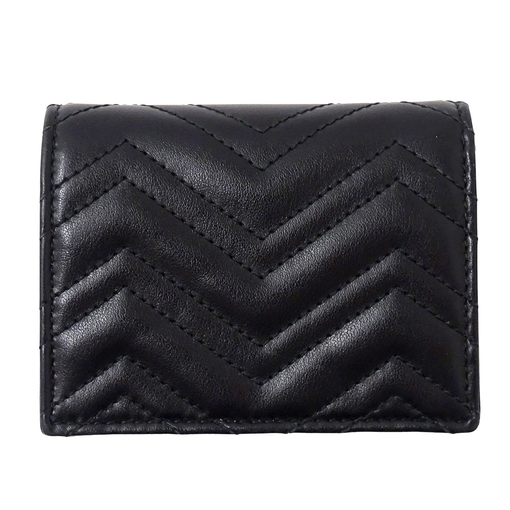 GUCCI グッチ 二つ折り財布 GGマーモント ブラック 466492 レザー レディース メンズ 【中古】