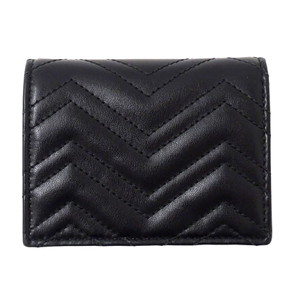 GUCCI グッチ 二つ折り財布 GGマーモント ブラック 466492 レザー レディース メンズ 【中古】