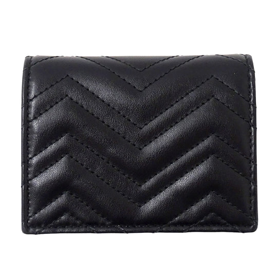 GUCCI グッチ 二つ折り財布 GGマーモント ブラック 466492 レザー レディース メンズ 【中古】