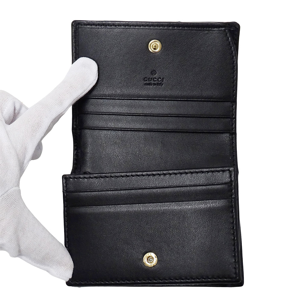 GUCCI グッチ 二つ折り財布 GGマーモント ブラック 466492 レザー レディース メンズ 【中古】