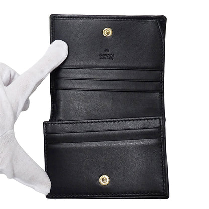 GUCCI グッチ 二つ折り財布 GGマーモント ブラック 466492 レザー レディース メンズ 【中古】