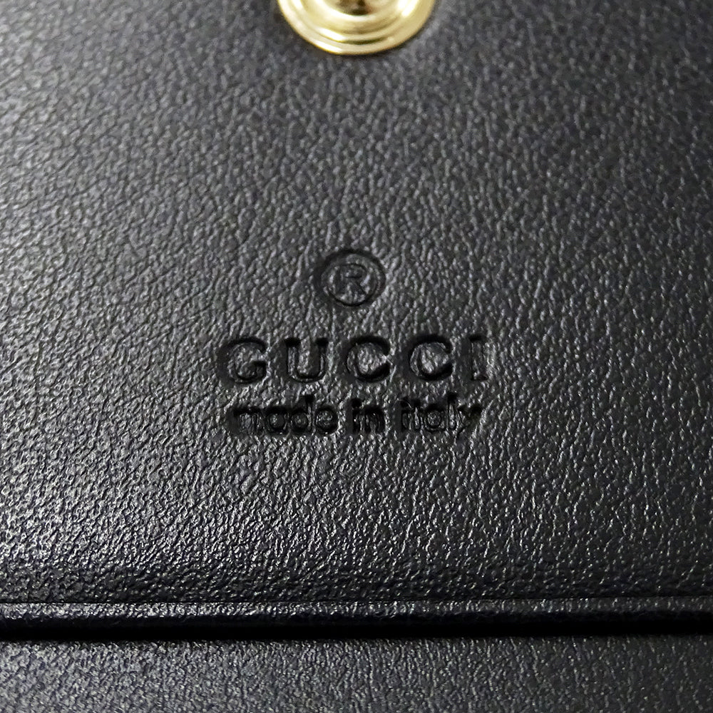 GUCCI グッチ 二つ折り財布 GGマーモント ブラック 466492 レザー レディース メンズ 【中古】