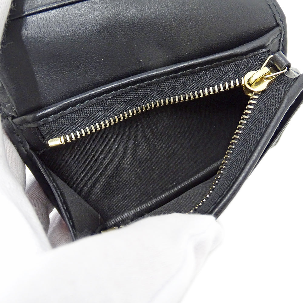 GUCCI グッチ 二つ折り財布 GGマーモント ブラック 466492 レザー レディース メンズ 【中古】