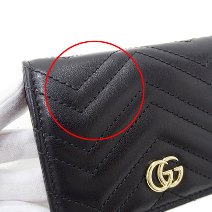 GUCCI グッチ 二つ折り財布 GGマーモント ブラック 466492 レザー レディース メンズ 【中古】
