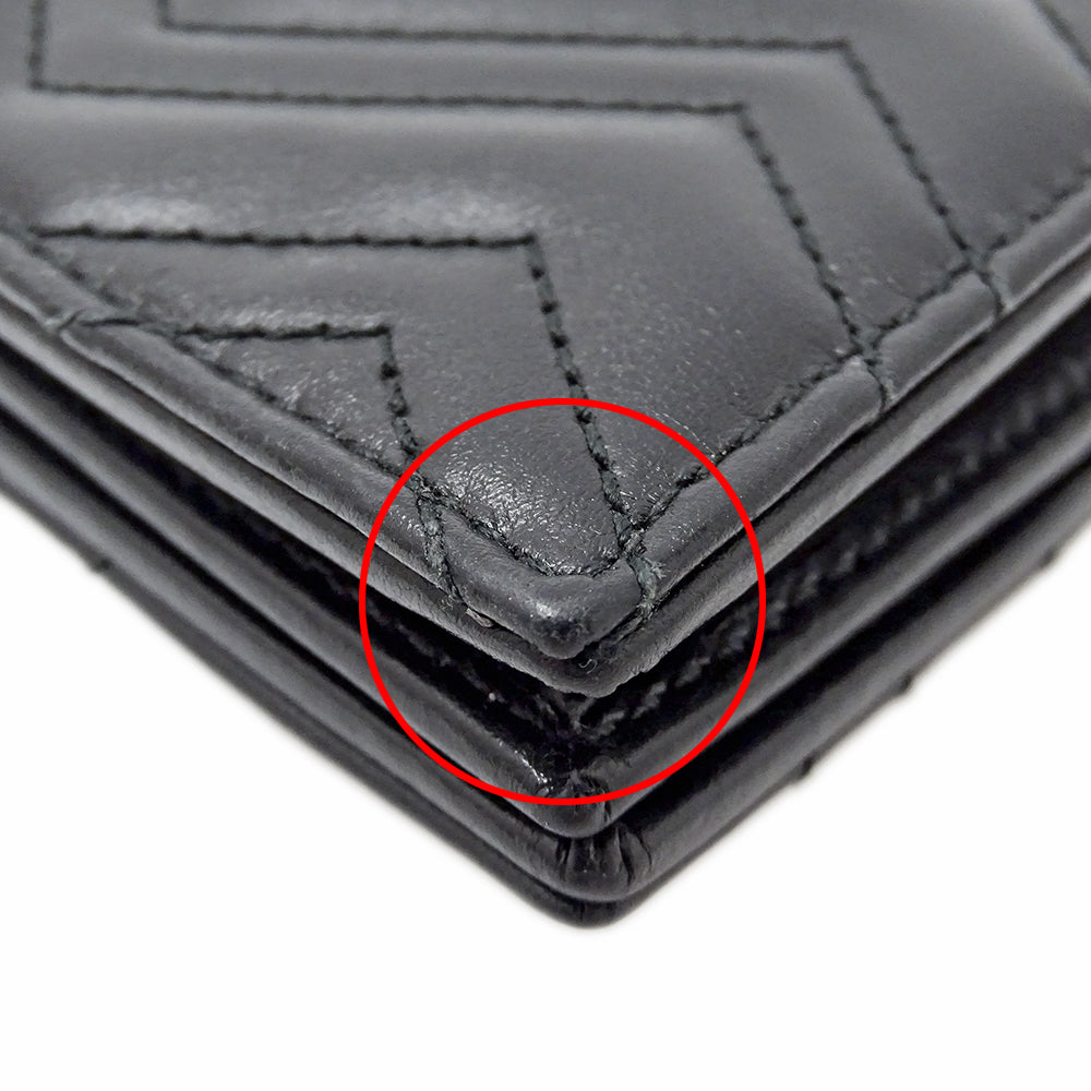 GUCCI グッチ 二つ折り財布 GGマーモント ブラック 466492 レザー レディース メンズ 【中古】
